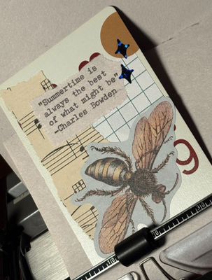 Bee Quote Card #197 by Mazerzine collage bug wasp aceo art card thumbnail 2