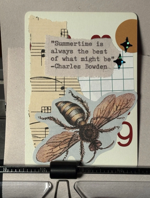 Bee Quote Card #197 by Mazerzine collage bug wasp aceo art card thumbnail 1