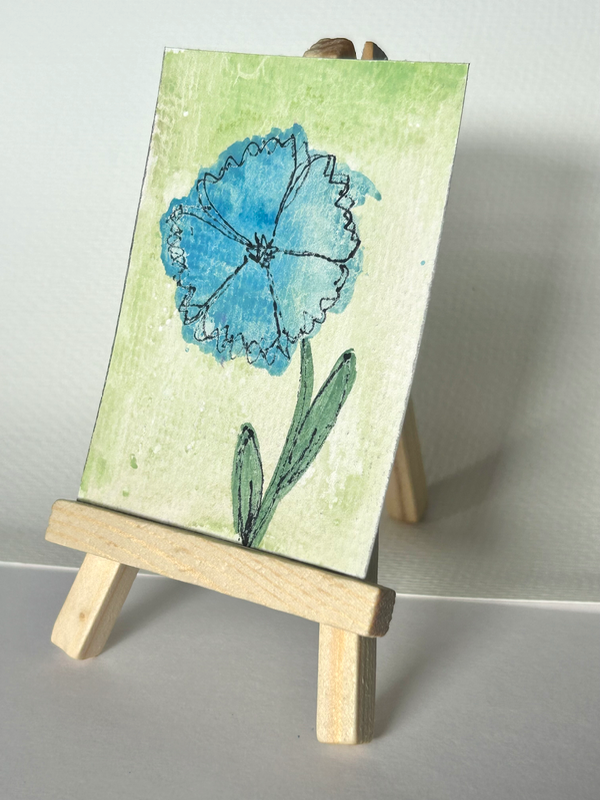 Blue Quiet aceo art card