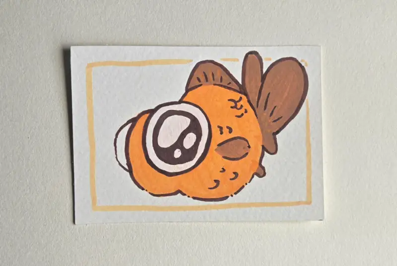 Cartoon Goldfish aceo art card