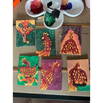 Original Nurturing Phoenix ACEO #6/6 Mystical Phoenix Series aceo art card thumbnail 2