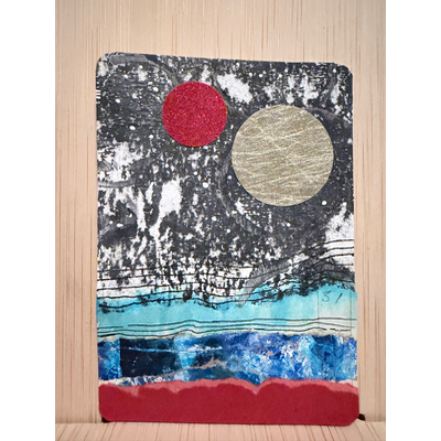 Red Sun Rising no. 2 aceo art card thumbnail 1