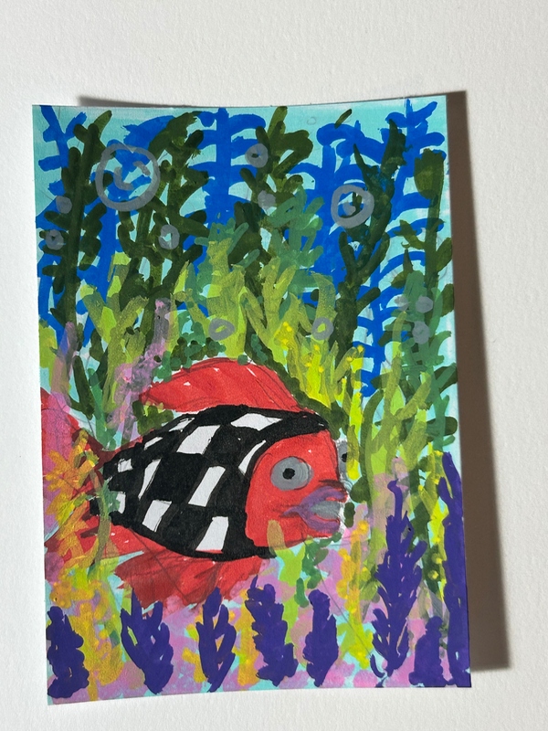 Ope a fish aceo art card