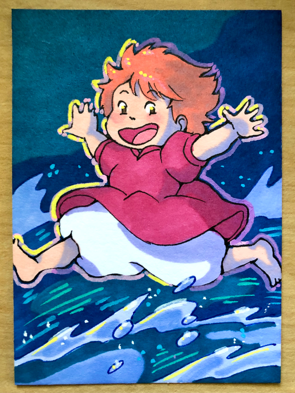 Ponyo aceo art card