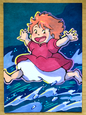 Ponyo aceo art card thumbnail 1