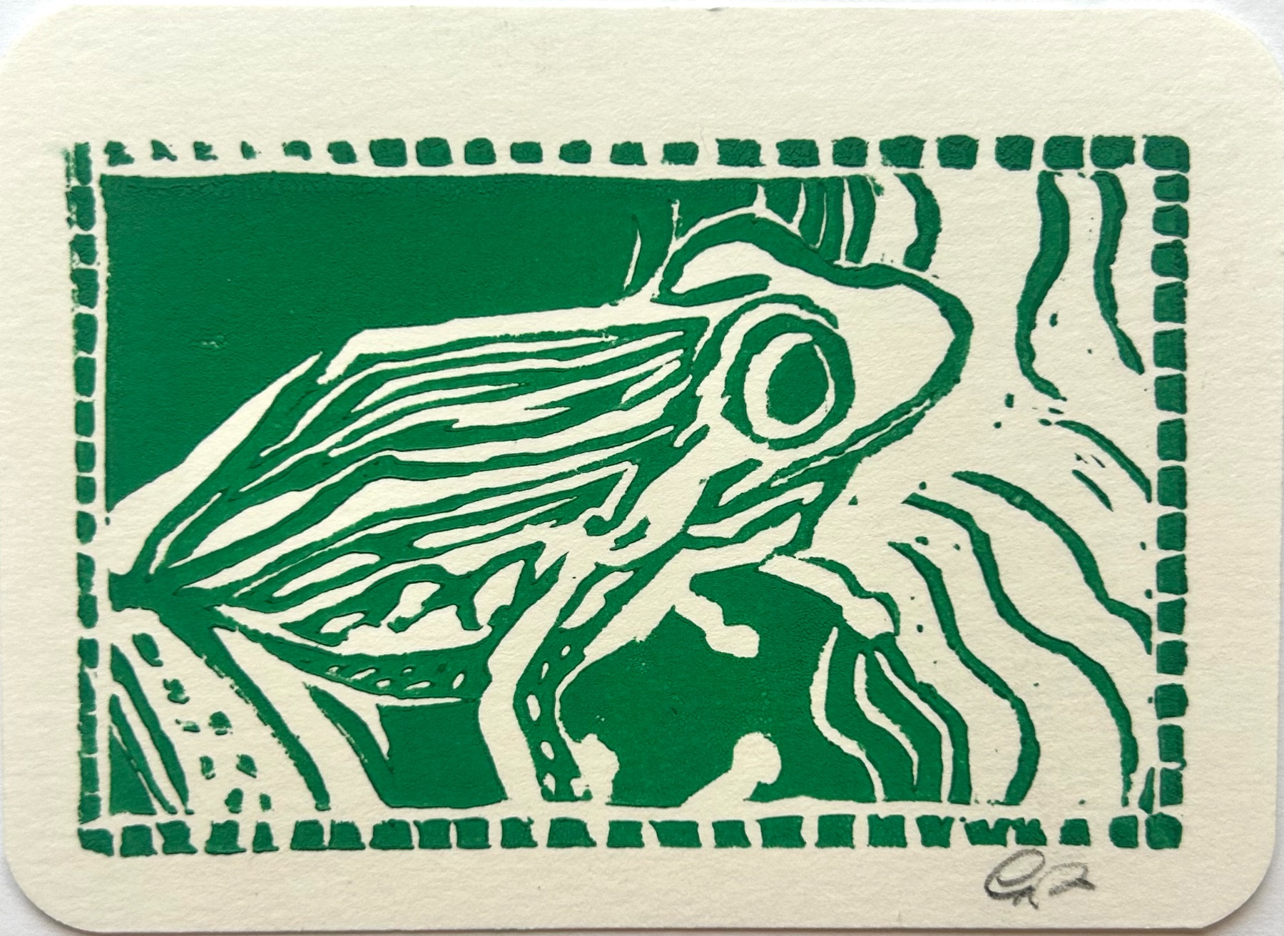 Frog Print 8 aceo art card