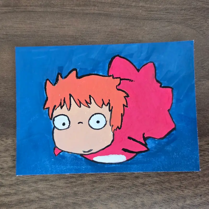 Fish Ponyo aceo art card