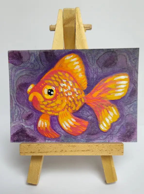 Shimmer Goldfish aceo art card