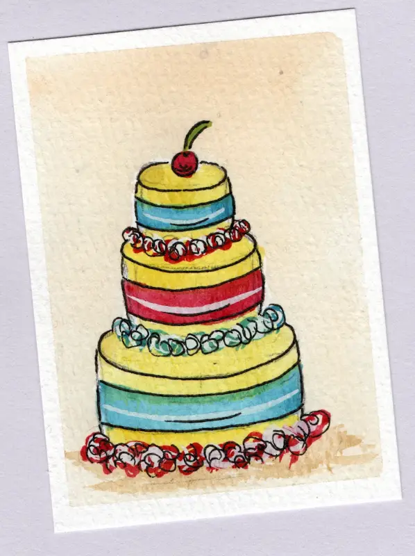 Primary Cake aceo art card