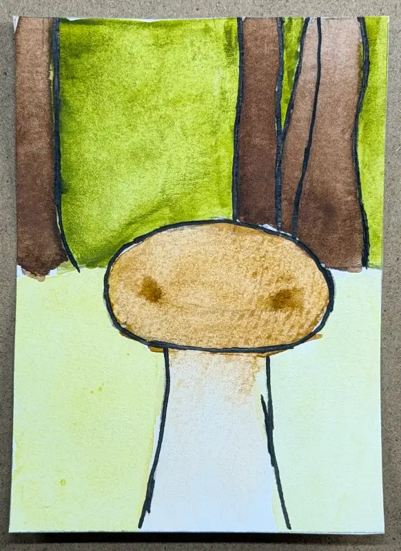 Mushrooms 2/8 aceo art card