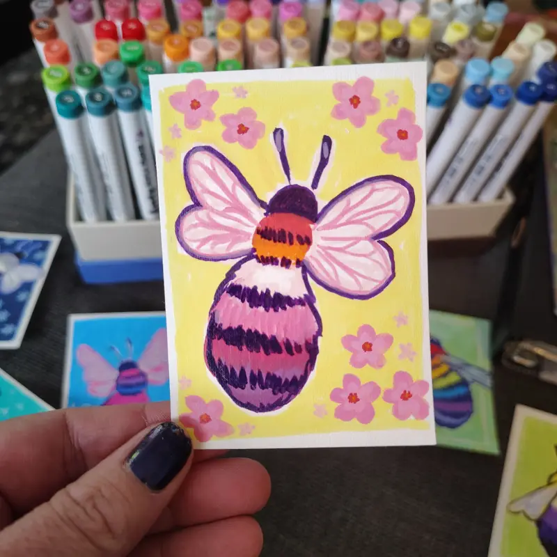 LesBEEan - Pride Bees Series, part 2/6 aceo art card