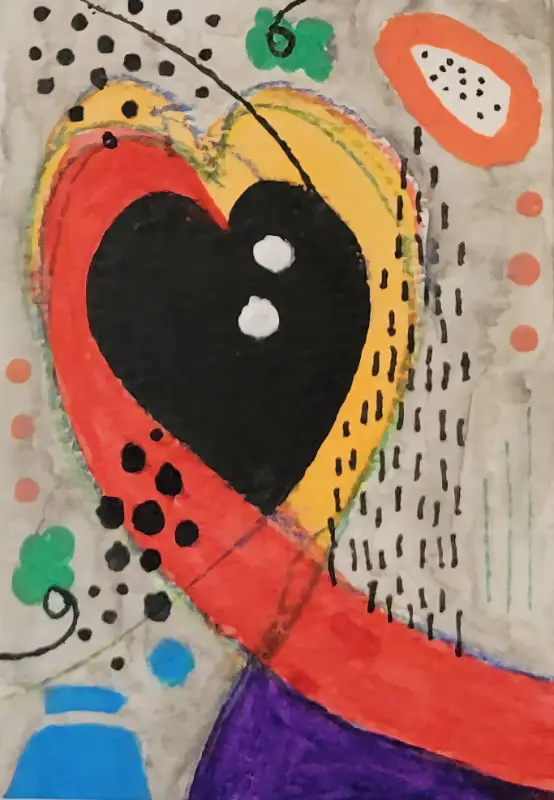 Hearts aceo art card