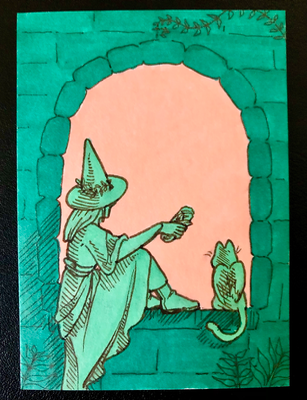 Snack Time aceo art card thumbnail 1