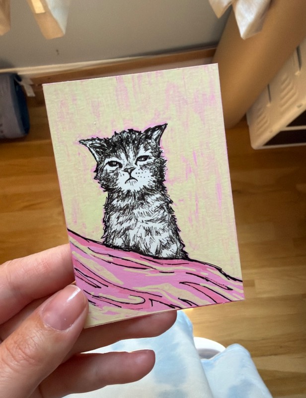 Sleepy kitty aceo art card