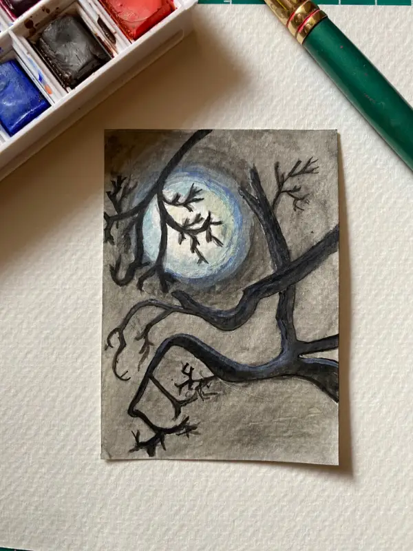 Blue Moon aceo art card