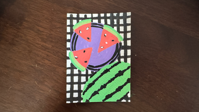 Watermelon Picnic aceo art card thumbnail 2