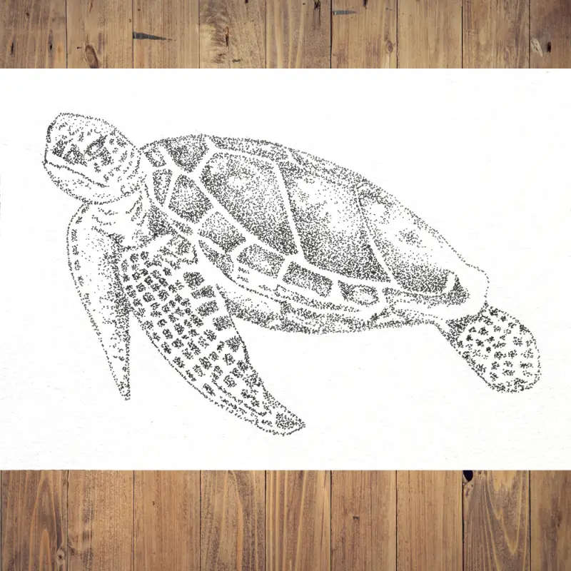 Sea Turtle-Original Hand-Stippling Ink ACEO aceo art card