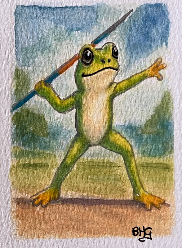 Javelin Frog aceo art card