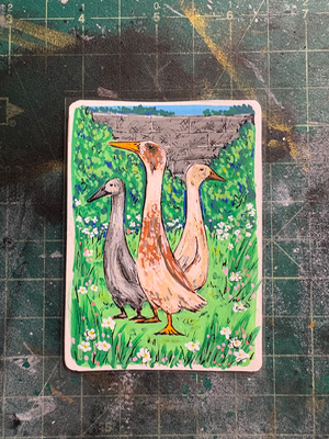 Runner Ducks aceo art card thumbnail 1
