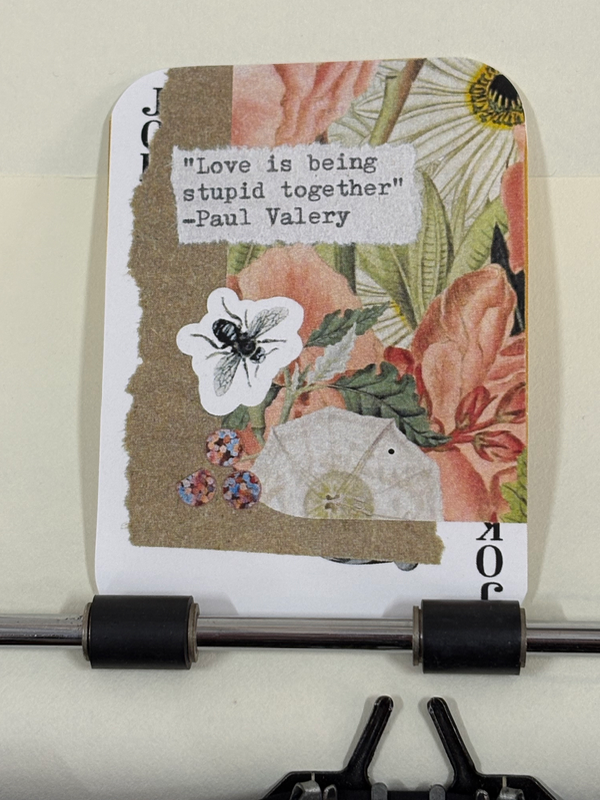 Bee & flower love quote collage print by Mazerzine aceo art card
