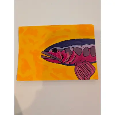 Trout aceo art card thumbnail 2