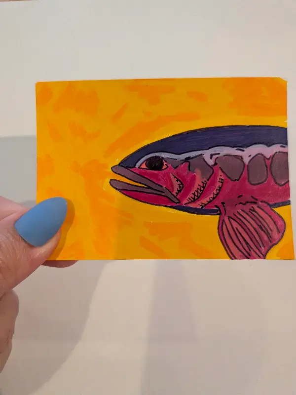 Trout aceo art card
