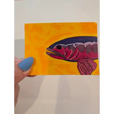 Trout aceo art card thumbnail 1