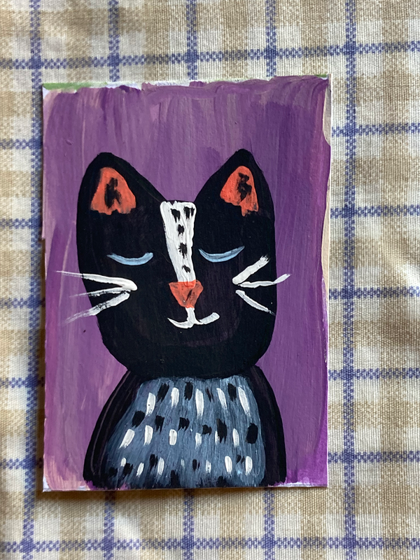 Series Cat One #5 aceo art card