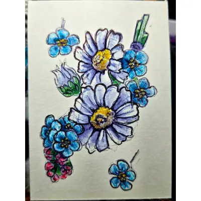 Daisy aceo art card thumbnail 2