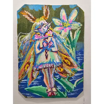 Moth Girl aceo art card thumbnail 1
