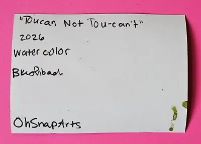 Toucan, Not Tou-can't aceo art card thumbnail 2