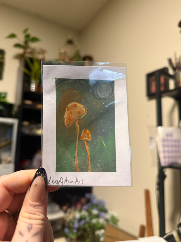 Space mushroom aceo art card