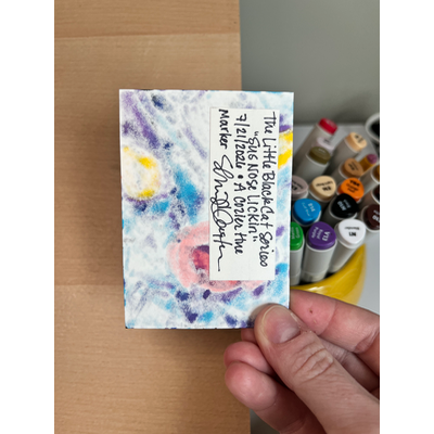 Sus Nose Lickin (Little Black Cat Series) aceo art card thumbnail 2