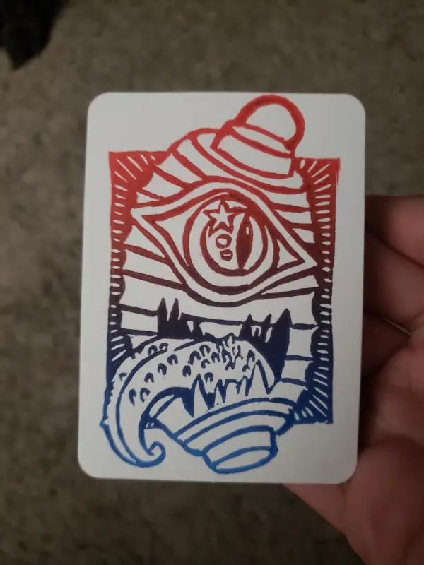 Chochin Obake Japanese Yokai Linocut Block Ink Stamp Print B aceo art card