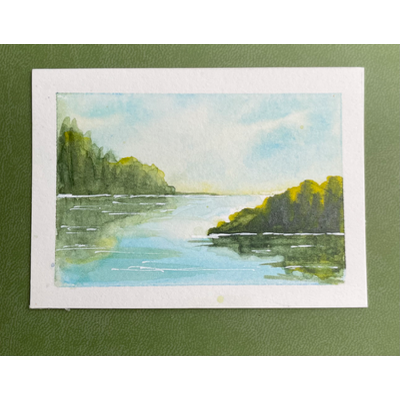 Serene Lake no. 1 aceo art card thumbnail 2