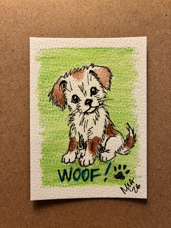 WOOF! aceo art card