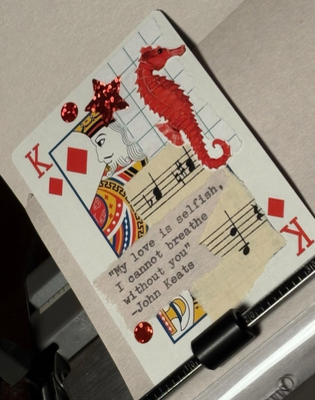 Seahorse Quote Card #63 by Mazerzine John Keats red aceo art card thumbnail 2
