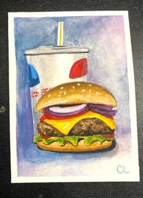 WITH CHEESE aceo art card thumbnail 1