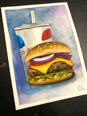 WITH CHEESE aceo art card thumbnail 2