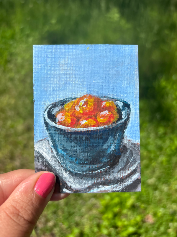 “Orange: Still Life” Acrylic Painting aceo art card