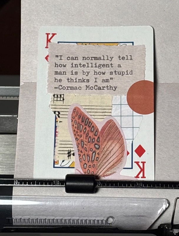 Butterfly Quote Card #104 by Mazerzine Cormac McCarthy pink aceo art card