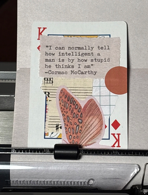 Butterfly Quote Card #104 by Mazerzine Cormac McCarthy pink aceo art card thumbnail 1
