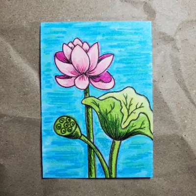 Lotus Trio aceo art card thumbnail 2