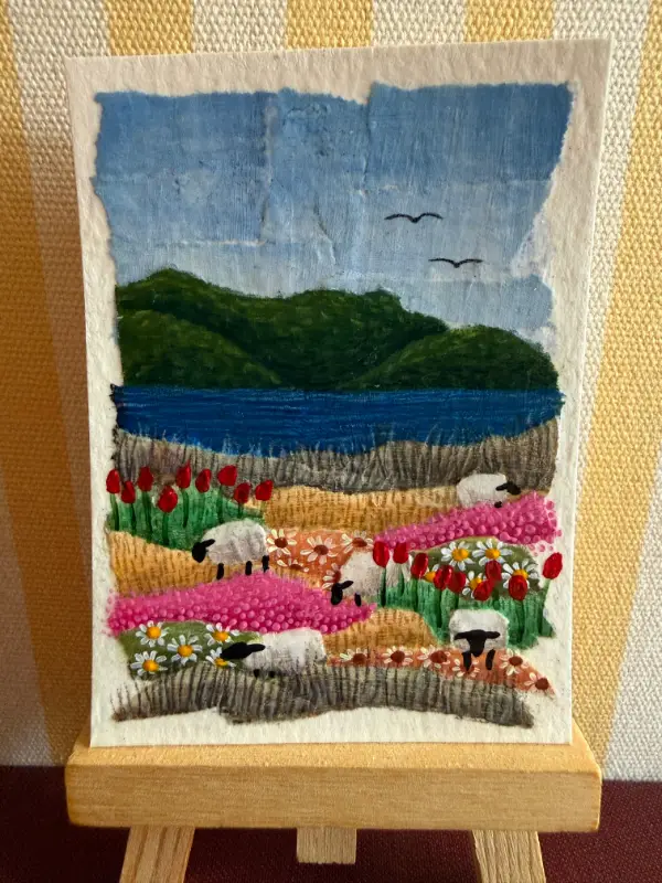 Wildflowers and Wool aceo art card