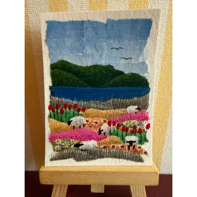 Wildflowers and Wool aceo art card thumbnail 1