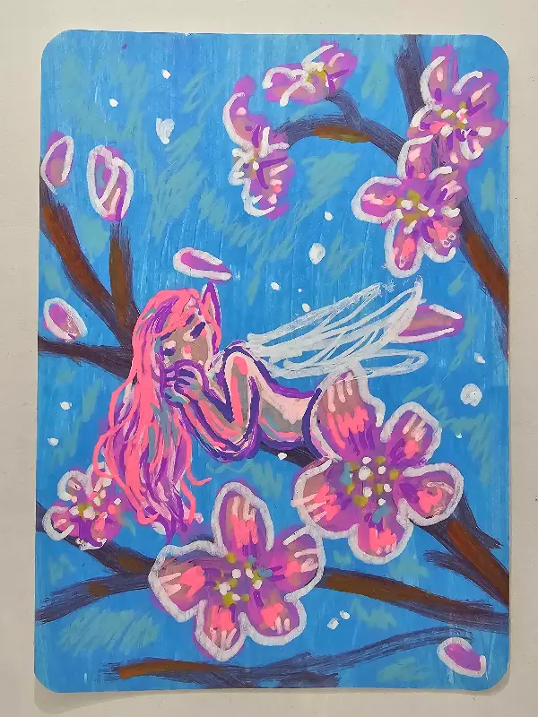 Cherry Blossom Fairy aceo art card