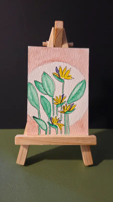 The Vibrant Garden: Birds of Paradise aceo art card