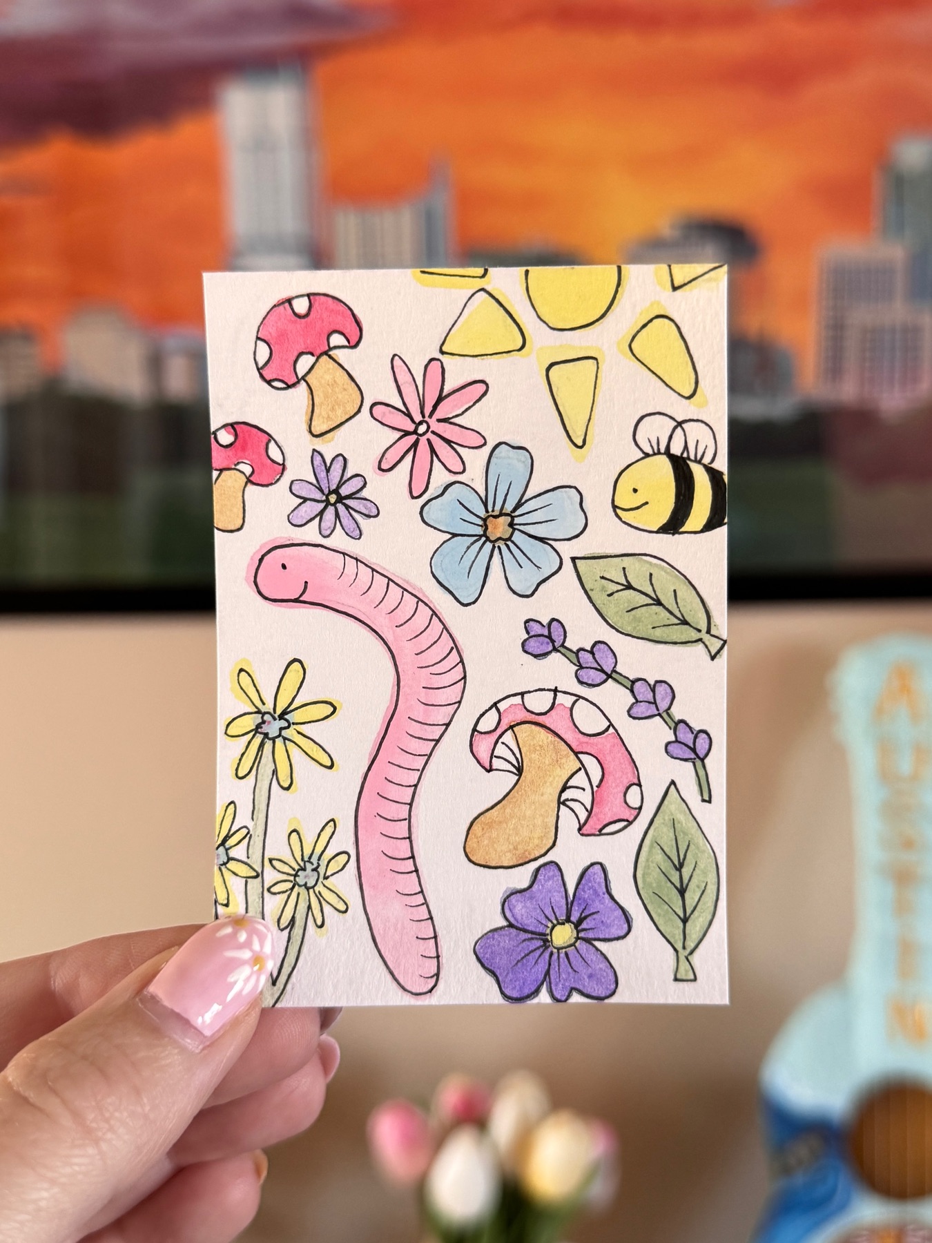 Spring Collage aceo art card