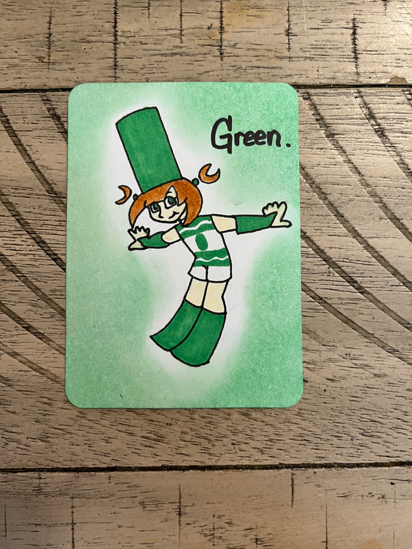 Green Marker Girl aceo art card