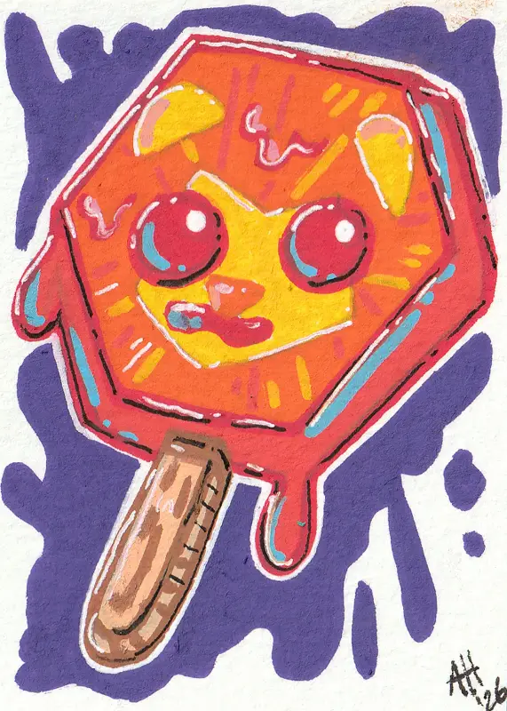 Lion Popsicle aceo art card